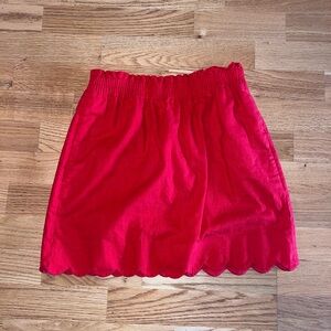 J. Crew Vibrant Red Mini Skirt with Scalloped Hem